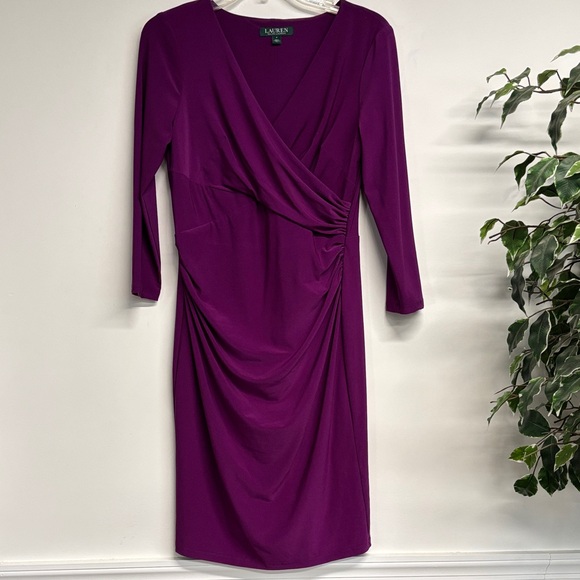 Lauren Ralph Lauren Dresses & Skirts - Lauren Ralph Lauren Deep Plum Faux-Wrap Long Sleeve Dress